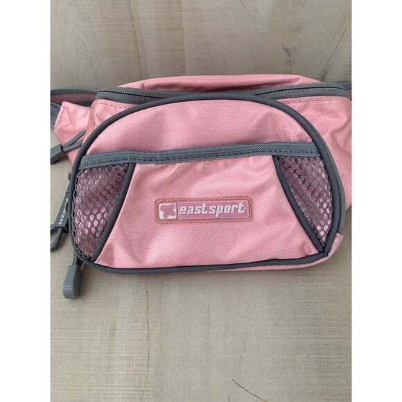 Vintage EastSport Gray & Pink Waist Fanny Pack With Extra Pocket Pouch 90s - Picture 2 of 13